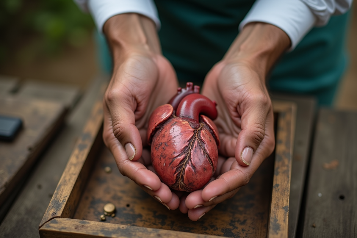 Vétérinaire examinant un coeur d