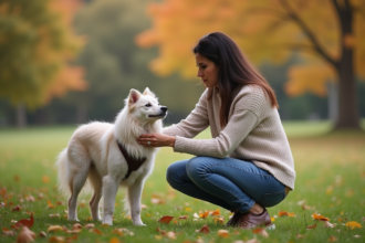 Femme en jeans caressant un Xoloitzcuintli dans un parc